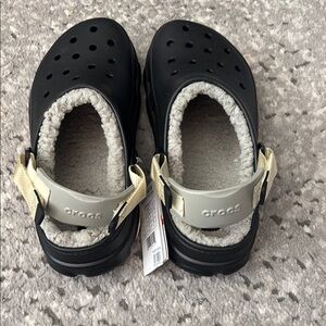 Crocs Black Fleece-Lined Clogs